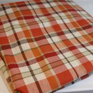 Orange and Tan Plaid Table Cloth for Dining 104 X 60
